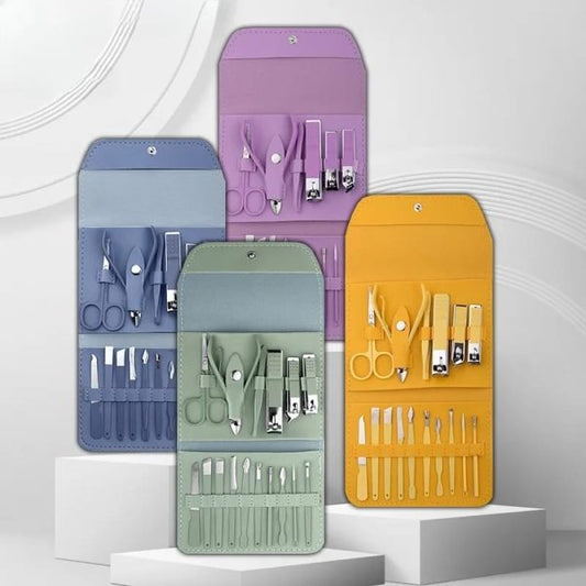 A Set Of 16 pcs Stainless Steel Manicure And Pedicure Tools