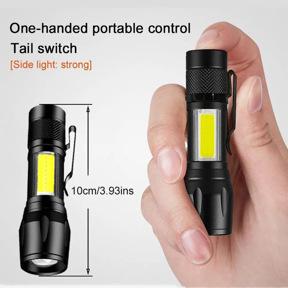 Zoomable Metal COB Flash Light Torch